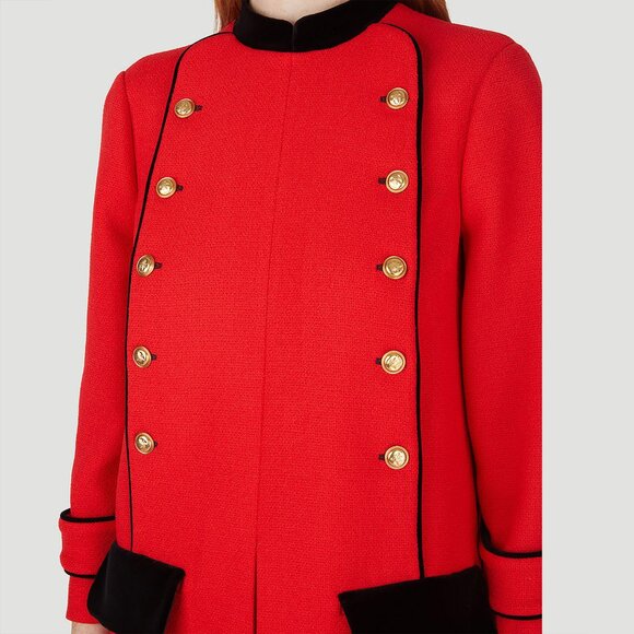 GUCCI DRESS VELVET TRIM RETRO RED TWEED WOOL BLEND sz IT 40 US 4 - Picture 4 of 13